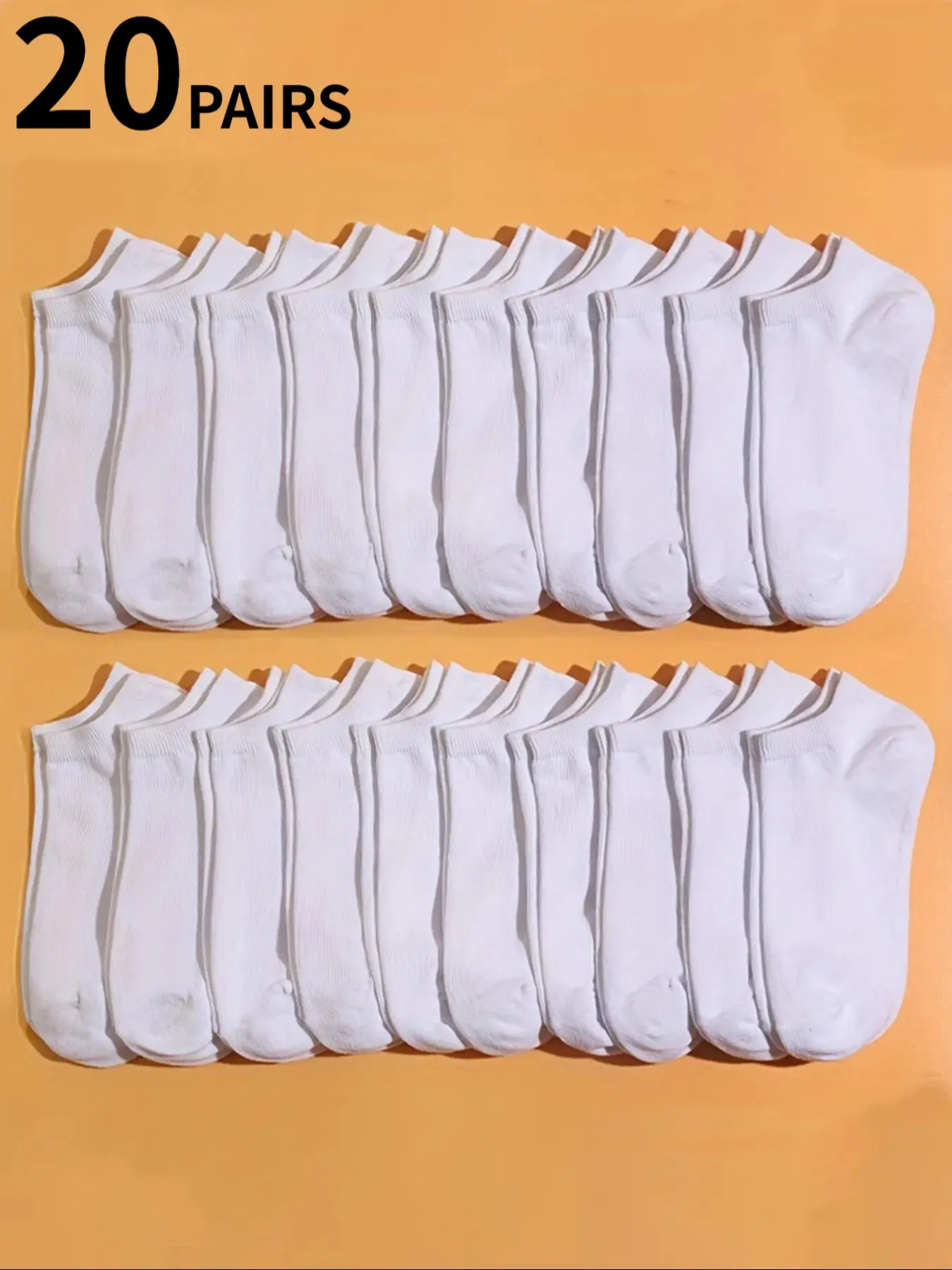 20 pairs of men's and women's unisex simple solid color breathable and comfortable short socks, Ankle socks, all-season versatile boat socks, casual socks, Casual Daily Socks, sock sets, sports socks, Fitted