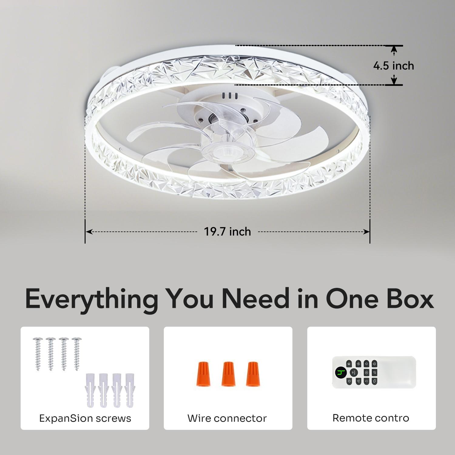 GALENTAL Cristais Multifunctional Ceiling Fan with Light, Remote Control/APP, 6 Wind Speeds, Timing Function, Reversible DC Motor, Adjustable Brightness & 3 Color Temperatures, Low Noise for Living Room, Bedroom, Study, Summervibes