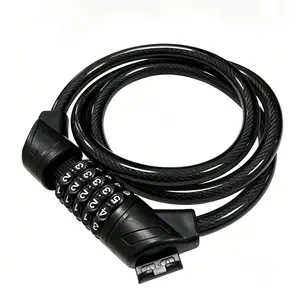 Bike Lock Combination Bike Cable Lock - 5 Digit, Bike Locks Heavy Duty Anti Theft, 3.9ft Coiled Security Resettable Bicycle Lock, Bike Accessories for Electric Bike, Motorcycle, Electric Scooter Lock