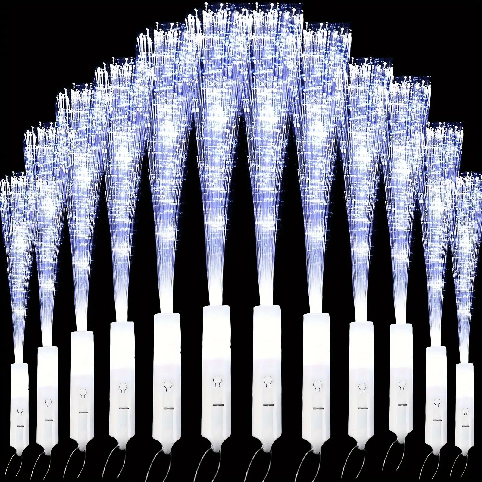 MICRENCY 48 White Fiber Optic Glow Sticks - Long-Lasting LED Flashing Lights, 3 Modes, ABS Material, Fashion Unisex Business Accessories, Party Favors Assortment, Variety Party Pack, Event Decoration, Multiple Uses