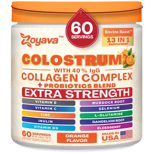 Zoyava Colostrum Powder - ORANGE FLAVOR (4.66 OZ) - 60 Servings of All-in-One Dietary Supplement with Extra Strength Ingredients - Made in USA