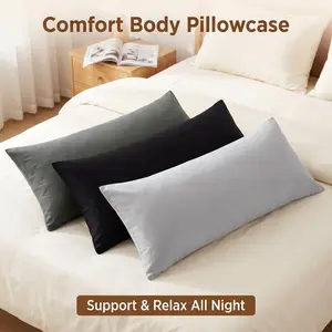 [Memorial Day Sale]NTBAY 500 Thread Count Egyptian Cotton Body Pillowcase - 20x54 Inches Soft & Breathable Natural Sateen Body Pillow Cover with Envelope Closure