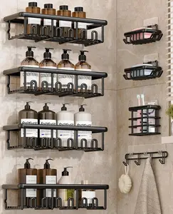 Bathroom Storage Rack, 8 Pcs/Set Adhesive Shower Organizer Shelves