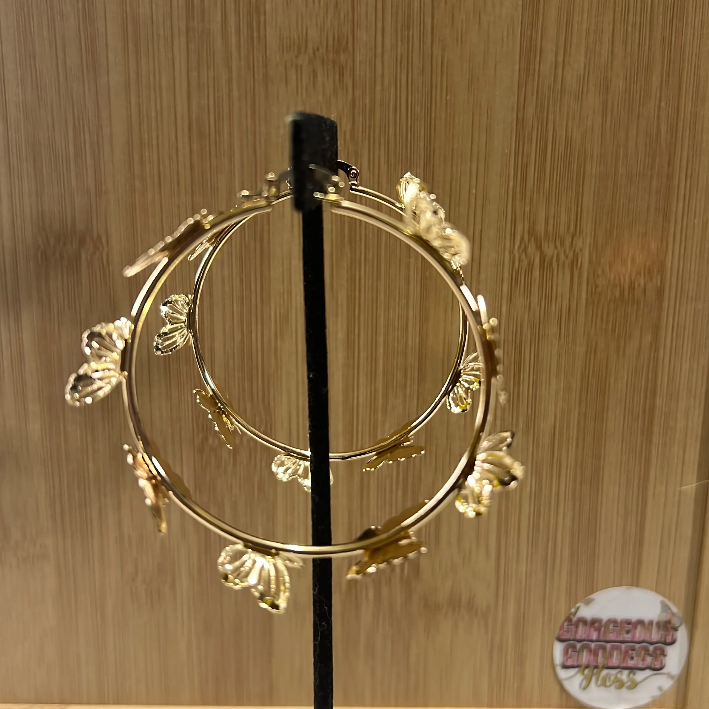 Eight Large  Gold Butterfly Fashion Earrings