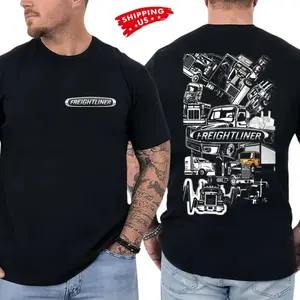 Freightliner Trucks T-Shirt, Hoodie and Sweatshirt, Black Semi Truck Collage Graphic, Freightliner Workwear Graphic Tee, For Diesel Mechanics & Big Rig Drivers,, Proud Truck Driver Gift for Men, Gift For Fan, For Men, For Women, Full Size, Full Color
