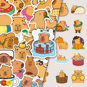 Cartoon Capybara Pattern Sticker, 100pcs/set Cute Cartoon Capybara Decorative Sticker, DIY Decals for Water Bottle, Laptop, Phone Case, Scrapbooking