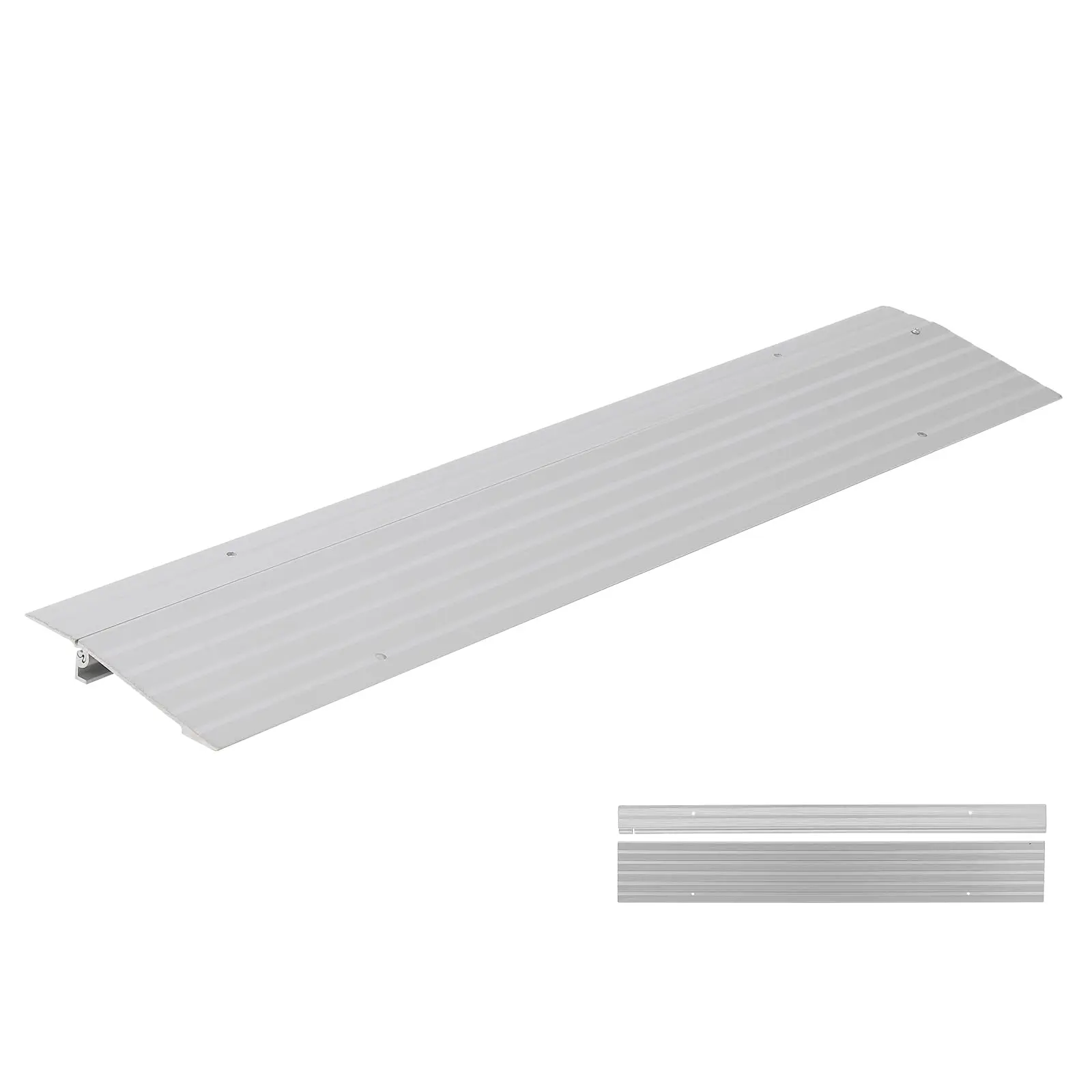 Heavy Duty Aluminum Threshold Ramp for Doorways, Porch, Garage - 1-in Rise, 700 lbs/320kg Capacity, Tool-Free Adjustable Height, Customizable Baffle Metal Ramp for Wheelchair, Stroller - 1 Section