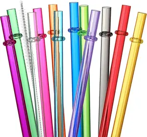 24 PCS Reusable Tritan Hard Plastic Straws - 10.5" Long, 12 Translucent Colors, 4 Cleaning Brushes, BPA-Free Replacement for 16OZ-32OZ Tumblers, Stanley, YETI Cups