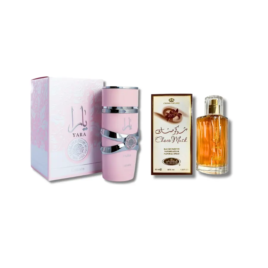 Unisex EDP Body Perfume Multi-Pack - Lattafa Yara Pink EDP 3.4fl.oz, Al Rehab Choco Musk EDP 50ml Fragrance Set