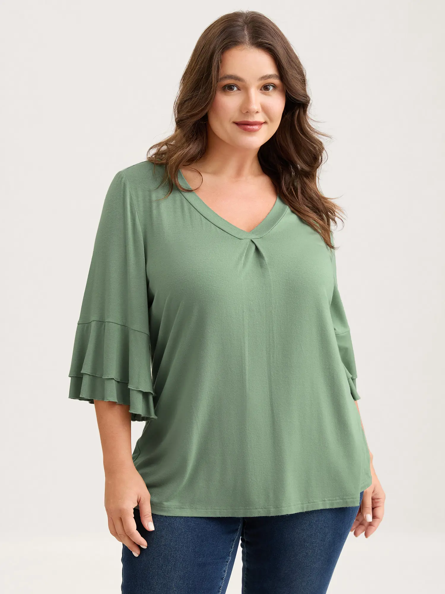 BLOOMCHIC Women's Regular-Sleeve Pleated T-Shirt - Supersoft Spandex-Rayon Blend Fabric, Layered Ruffles, Medium-Length Regular Fit, Casual Minimalist Basic Blouse Garment, Women's Clothes [M-6X] 2026 Summerfinds, Shortsleeve Style Option