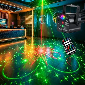 LED Laser Light Disco Party Light DJ Laser Projector Light RGB Disco Light Red and Green Pattern Light Strobe Light for Home Room Dance Party Birthday Karaoke Halloween Christmas Wedding Show Club Decoration Laser Projector