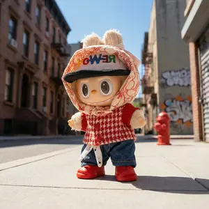 Korean Style Outfits for Labubu dolls(no doll) 5 Piece sets Including Clothes Pants Shoes Hats Headscarves Trendy Streetwear Replacement Casual elegant outfit  cute clothes Labubu Clothing and Accessories Set Suit for 6.5in Dolls lifelike cloth