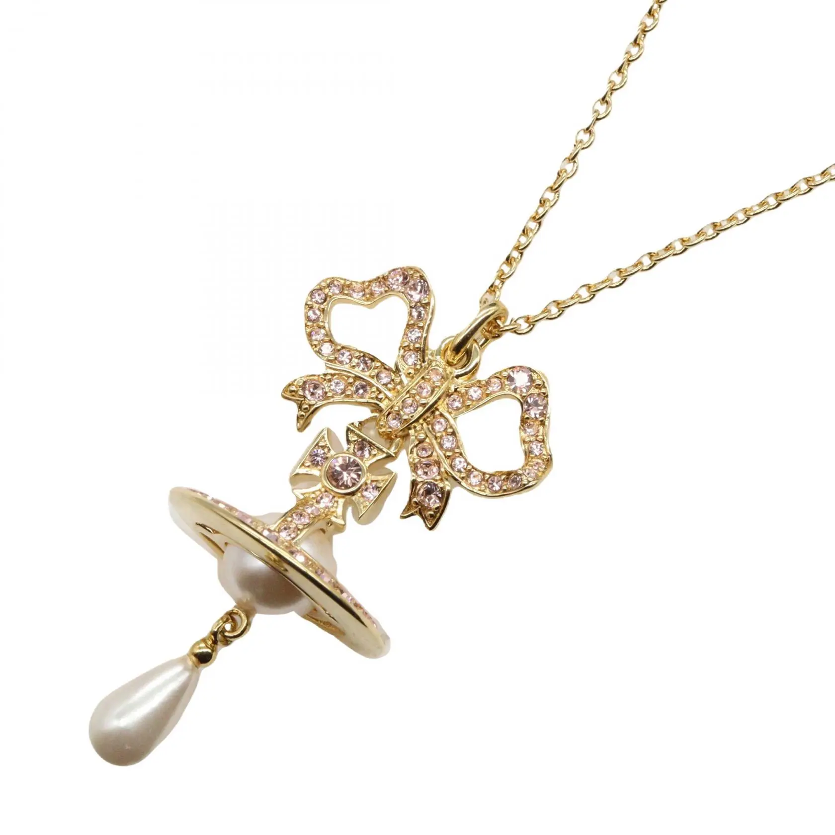Pre-owned vivienne westwood Brass Small Leather Goods Rigoberta Pearl Pendant Necklace