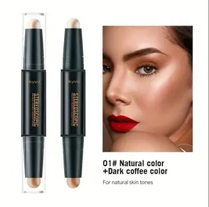 2-in-1 Dual-Ended Contouring and Highlighting Stick, Creamy Texture Makeup Tool for Precision Sculpting and Radiant Glow dark coffee