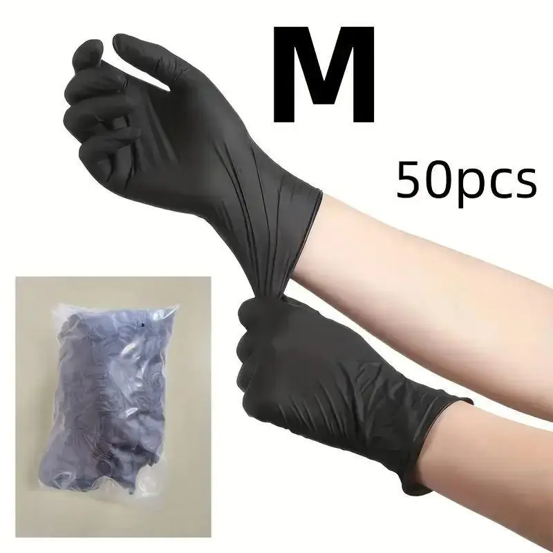 Multifunctional Deep Nitrile Disposable Gloves (50pcs Bagged), Lightweight, Lead-Free, Alcohol-Free Home Cleaning & Kitchen Gloves