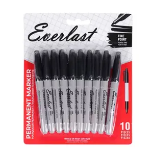 10pcs Permanent Markers Fine Tip, Everlast Waterproof Ink, Quick-Dry Writing Pens for Office & School Supplies, Long-Lasting Marker Set, Art Markers, Art Materials, Writing Tools, Artist Drawing Pen