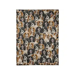 Cavalier King Spaniel Full Face Throw Blanket - Ultra-Soft Microfiber, Lightweight & Cozy Bed, Sofa, Or Yoga - Pet Lovers & Home Decor - Digital Print, All-Season Use, Dog, Birthday Mother's Day Size 70x140cm/27. 56x55. 12 In