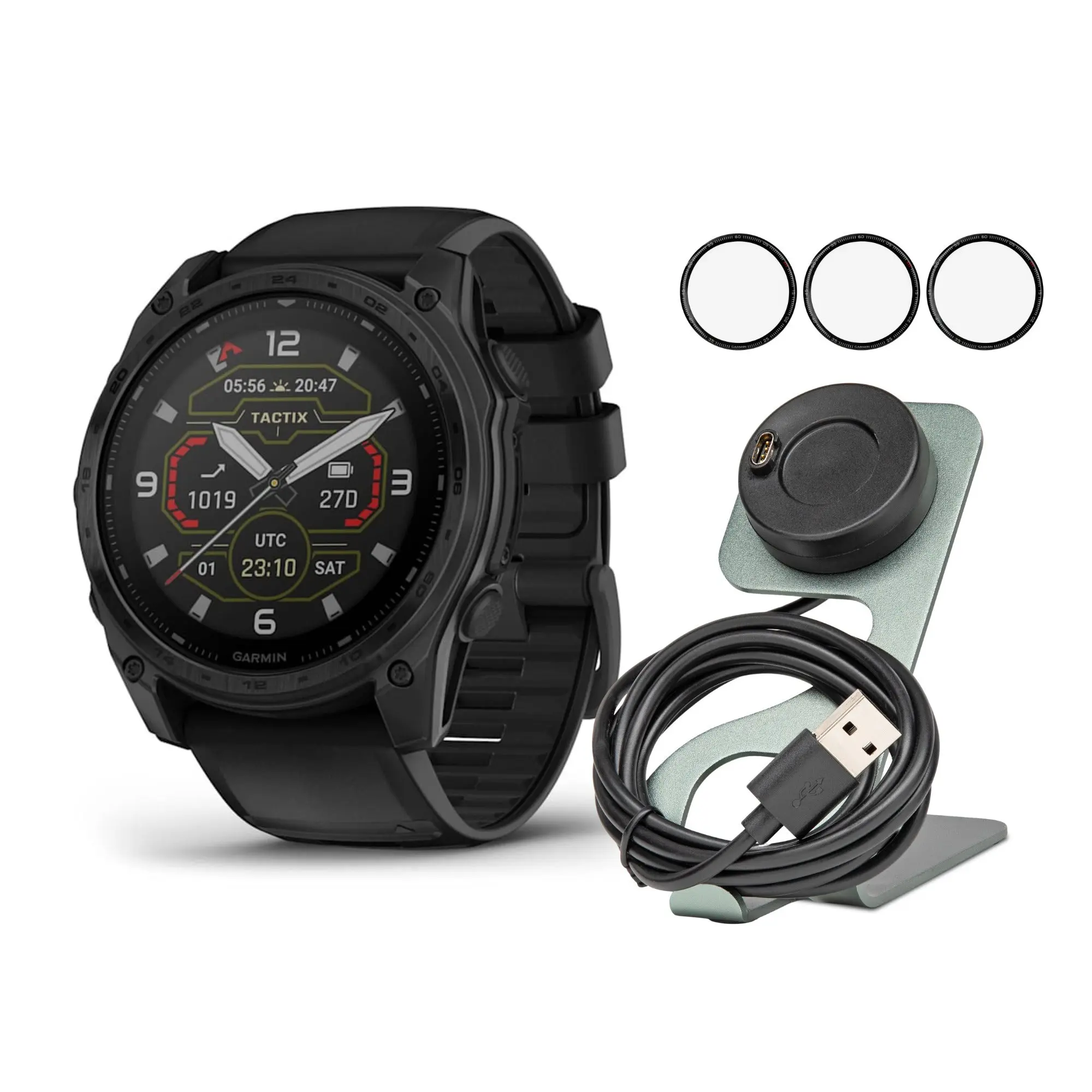 Garmin Tactix 8 51mm Sapphire Solar Elite Edition Smartwatch (Black) Bundle - Wearable GPS Device with Titanium Build, Sapphire Screen, Built-In Speaker, Tempered Component, Navigation, Gyroscope, Compatible with Night Vision Goggles, Smartphone, Wireless