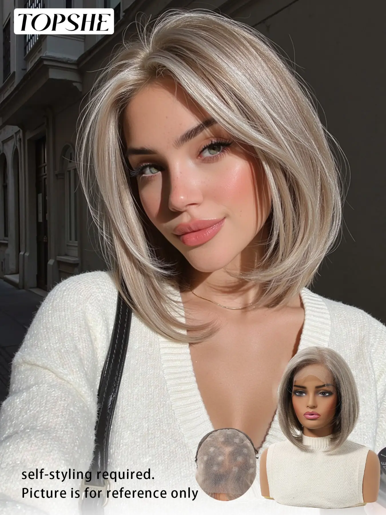 10 Inch Balayage Highlight Straight Wigs for Women, Gorgeous Fluffy Wigs without Bangs, Synthetic Hair Wigs for Party, Daily Use, Daily Wear Wig, Lace Frontal Wigs