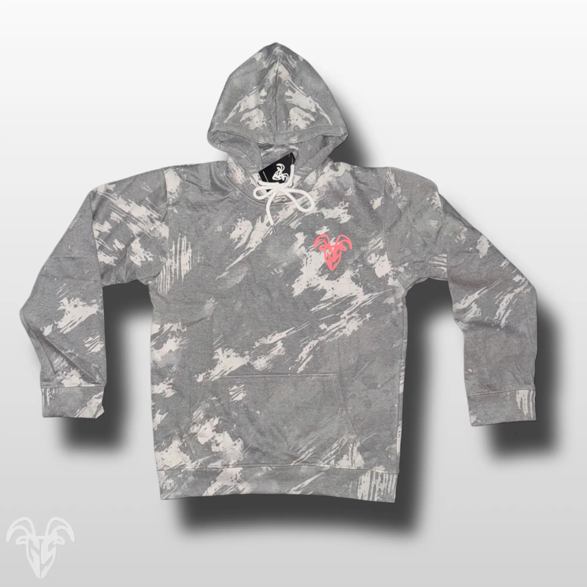 Goat Strength White Washed Black Scratch Camo Hoodie - White Washed Acid Washed Camouflage Sweater for Men & Women Sweaters, Realistic Camouflage Sweatshirt