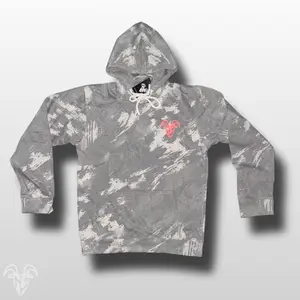 Goat Strength White Washed Black Scratch Camo Hoodie - White Washed Acid Washed Camouflage Sweater for Men & Women Sweaters, Realistic Camouflage Sweatshirt