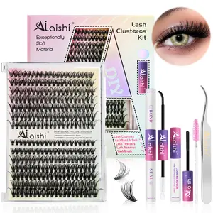 Ailaishi 30D 40D/40D 50D Upgrade Lash Extension Kit, DIY Cluster Eyelash 9‑16mm 280pcs, Individual Lash Clusters Kit with Lash Bond and Seal, Lash Remover, Lash Tweezers for Self Use , Summervibes