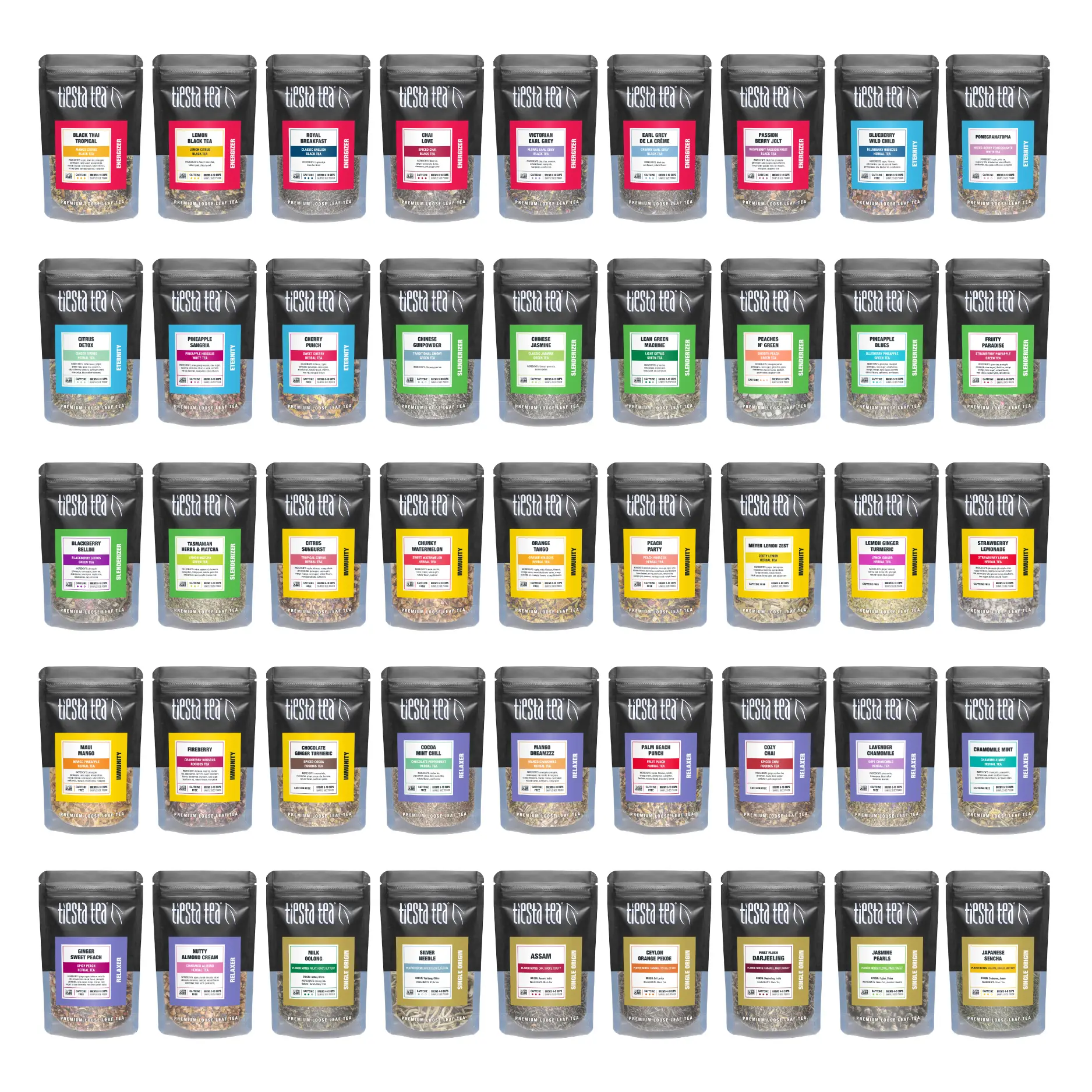 Loose Leaf Tea Sampler Complete Set, 45 Assorted Tea Samples| Tiesta Tea