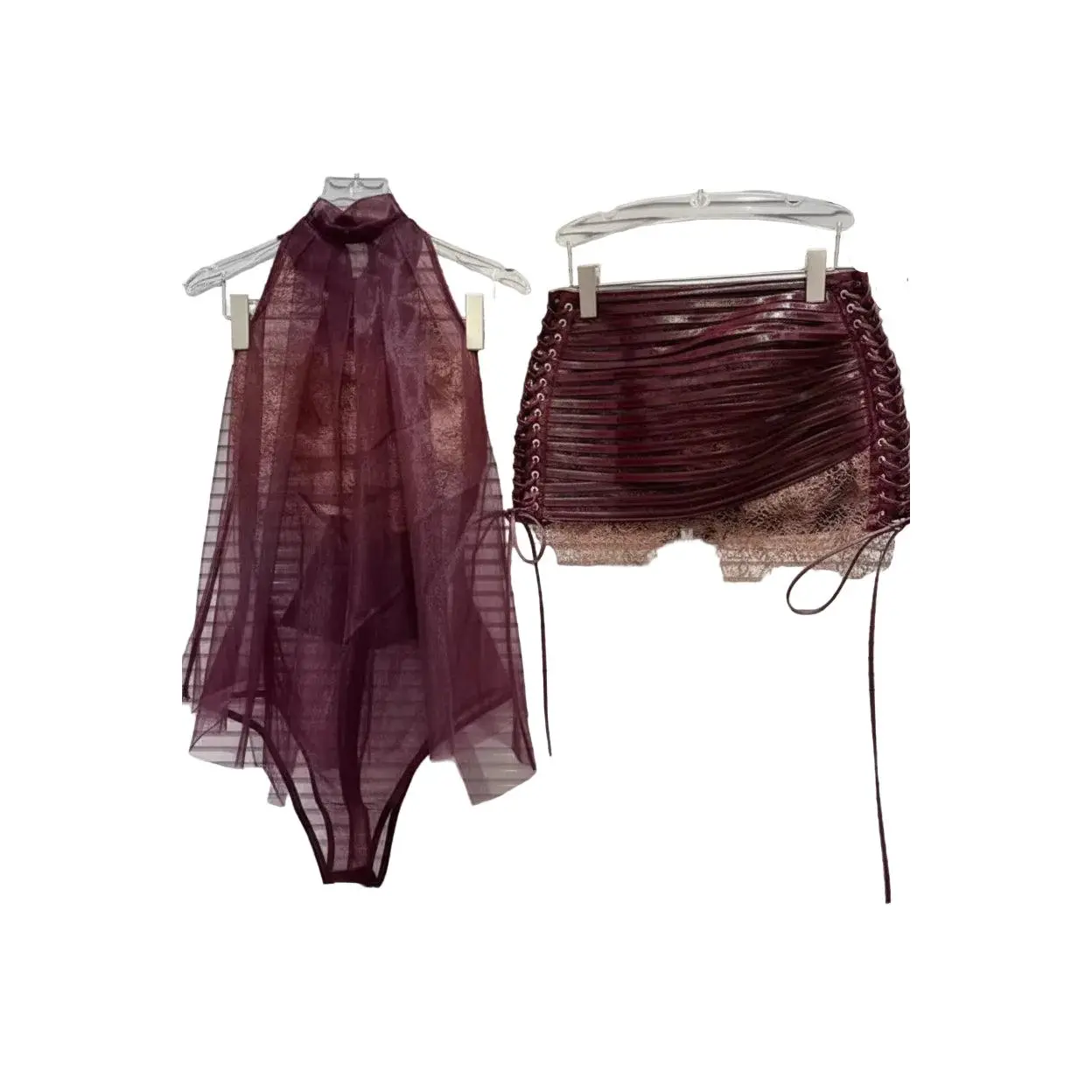 Jessica Bara Veil Ruched Bodysuit and Mini Skirt Set