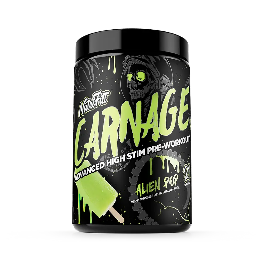 NutriFitt Carnage High-Stim Pre-Workout Powder - 6000mg L-Citrulline, 400mg Caffeine, 21 Servings - Fitness Supplement to Boost Muscle Support, Laser Focus, Intense Pumps