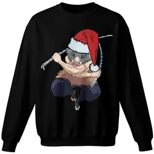 Anime Lover Graphic Tees: Inosuke Hashibira (Demon Slayer) with Dual Serrated Nichirin Katanas,Cute Chibi Shirt, Anime Fans Tee, Anime Character Tee Gift For Her Him 251011