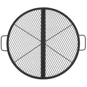 30.5 in Foldable Fire Pit Cooking Grill Grate,Outdoor Campfire BBQ Grill,Heavy Duty Steel Campfire Grill Grid,Portable Camping Cookware with Handle