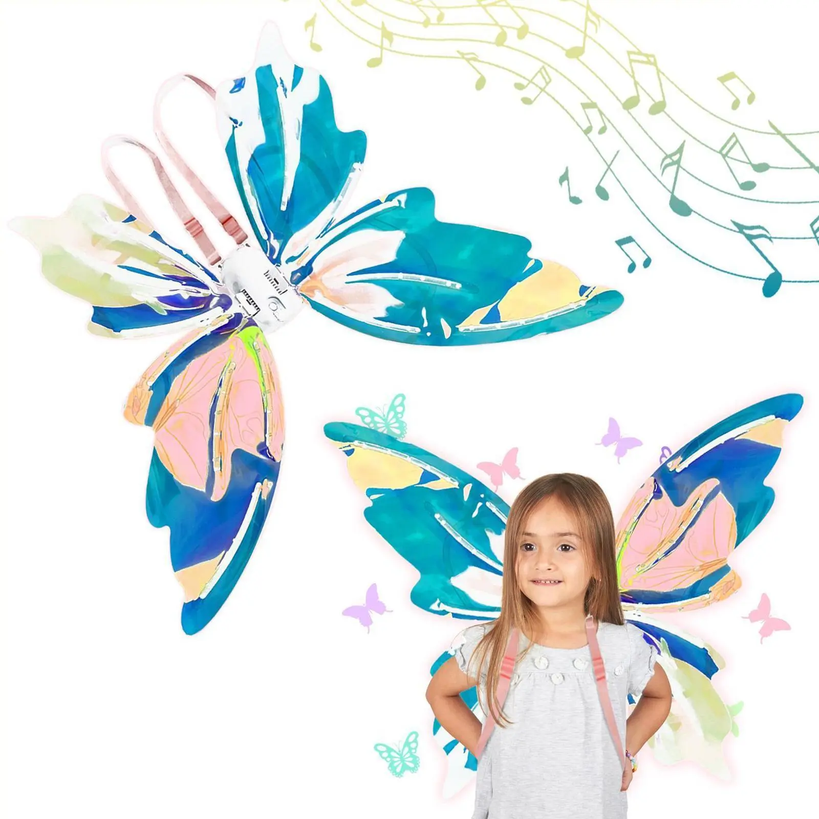 Glowing Fairy Wings For Girls Pretend Play Dress-up toys , Butterfly Wings for 3+ year Years Girls, Fun Play, Fancy Toy for Kids Halloween, Christmas Birthdays gift