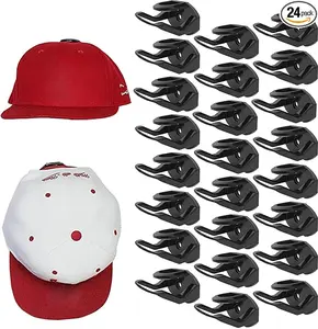 24 Pack Adhesive Hat Hooks for Wall，Hat Rack for Baseball Caps, Hat Hangers for Wall， No Drilling，Upgraded Adhesive Hat Holder Display