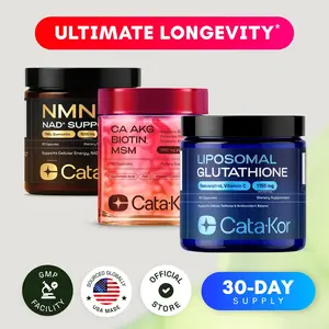 LIVE VERSION Cata-Kor Ultimate Longevity - NMN 1000 mg, Liposomal Glutathione 500 mg, CA AKG, Biotin, Hyaluronic Acid, MSM, Vitamin C Advanced Dietary Supplement Antioxidant Complex