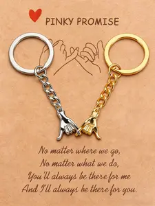 Pinkie Promise Couple Keychain Set, Creative Hand-In-Hand Design, Alloy Chain, Valentine's Day Gift for Boyfriend Girlfriend