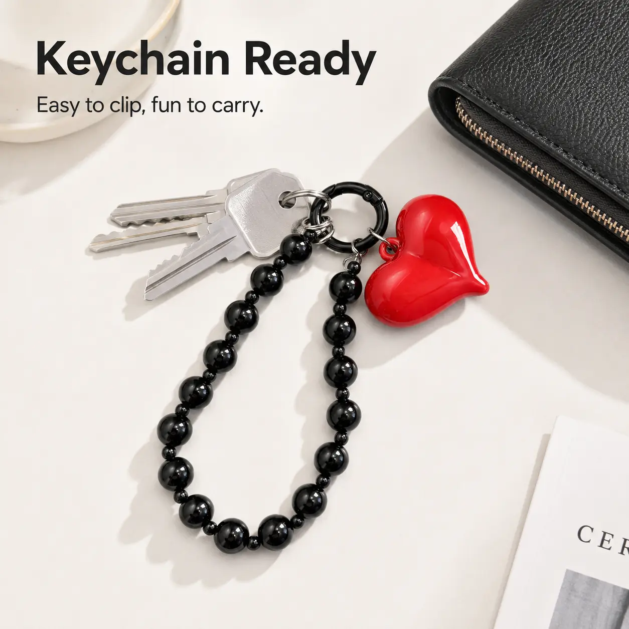 Heart Beaded Phone Chain, Phone Lanyard, Suitable for Keys and Bags, Party Gift & Birthday Present