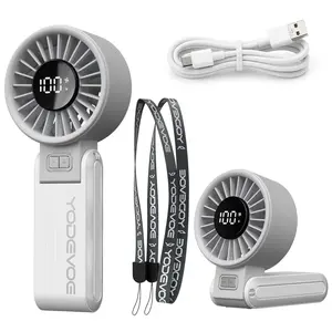 Yodevoe portable handheld turbine fan, 100 wind speed settings, USB rechargeable mini fan, with adjustable lanyard, suitable for outdoor travel, a gift for both men and women.