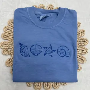 Shells summer embroidered comfort colors Tshirt / summer embroidered tee shirt / oversized tee
