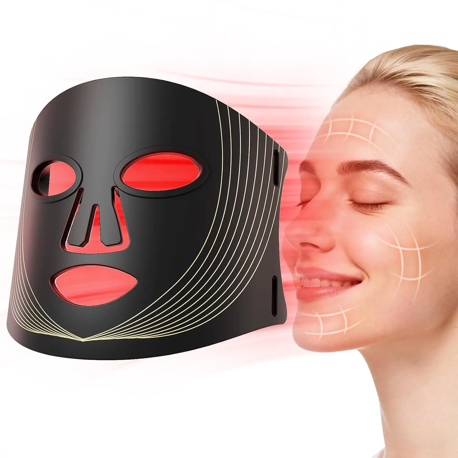 FSA Eligible Red Light Therapy Face Mask - Facial Light Therapy Tool for Relaxation, Normal Skin, Compact Portable Design, Single Item