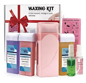 Roll On Wax kit,Waxing Kit for Women, Wax Roller, Roll On Wax Warmer for Hair Removal,at Home Waxing Kit for body face leg ,Soft Wax Heater