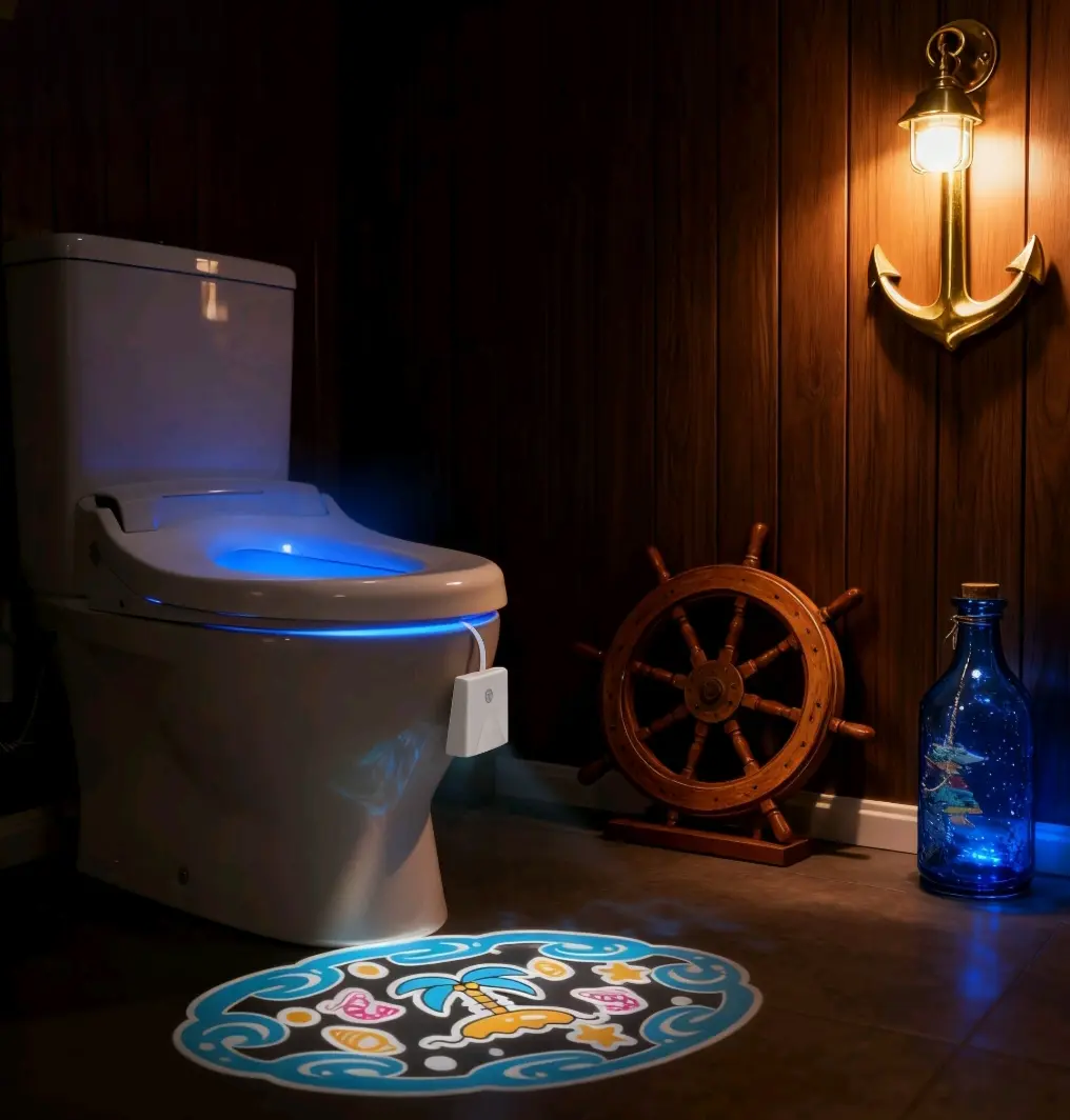 Motion Sensor Toilet Light with Projection Effect, Color Changing LED Toilet Bowl Night Light, Perfect Gift for Kids, Family & Friends