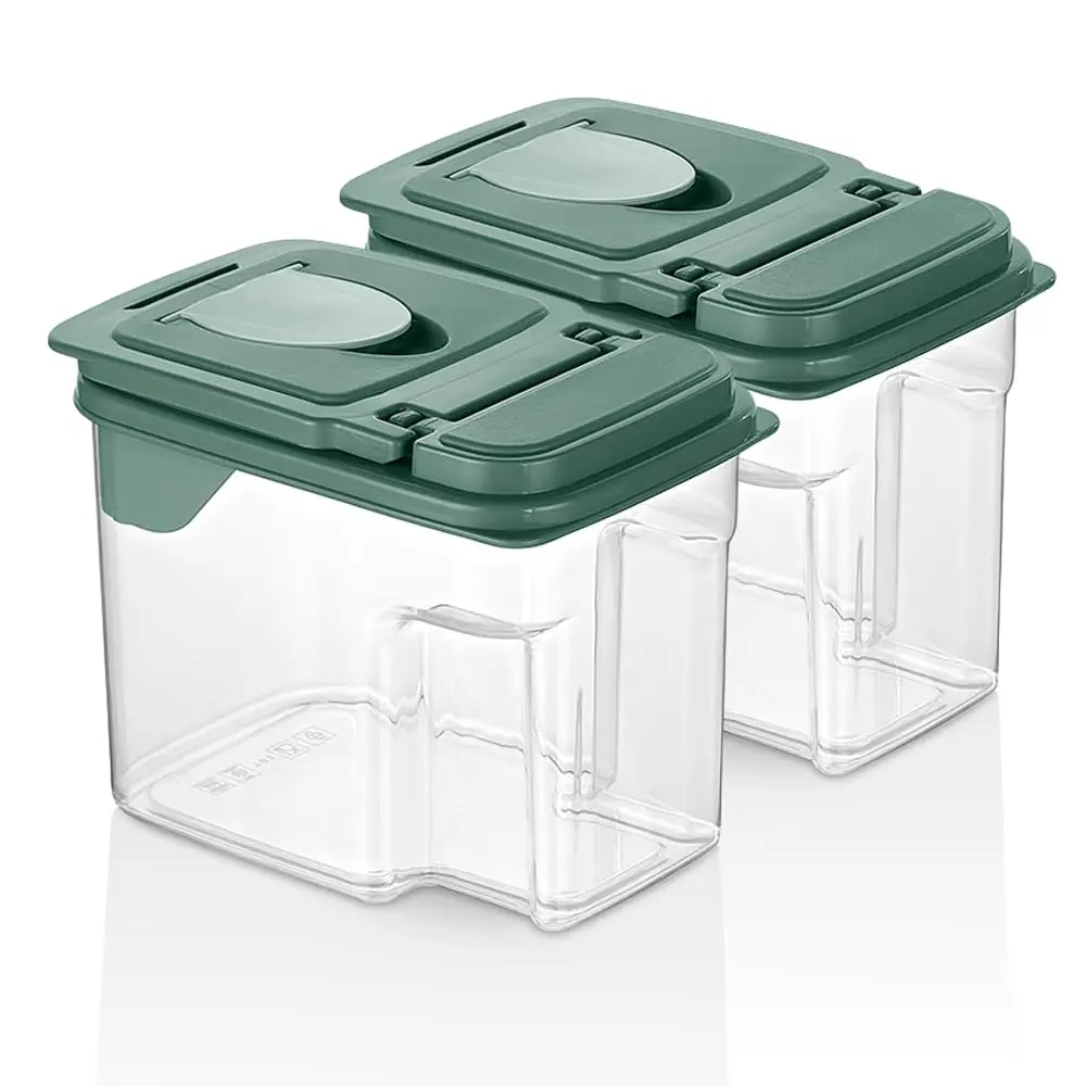 Tribello Food Storage Dispenser with Pour Spout Lid, BPA Free Clear Slim Pantry Bin for Rice, Sugar and Cereal