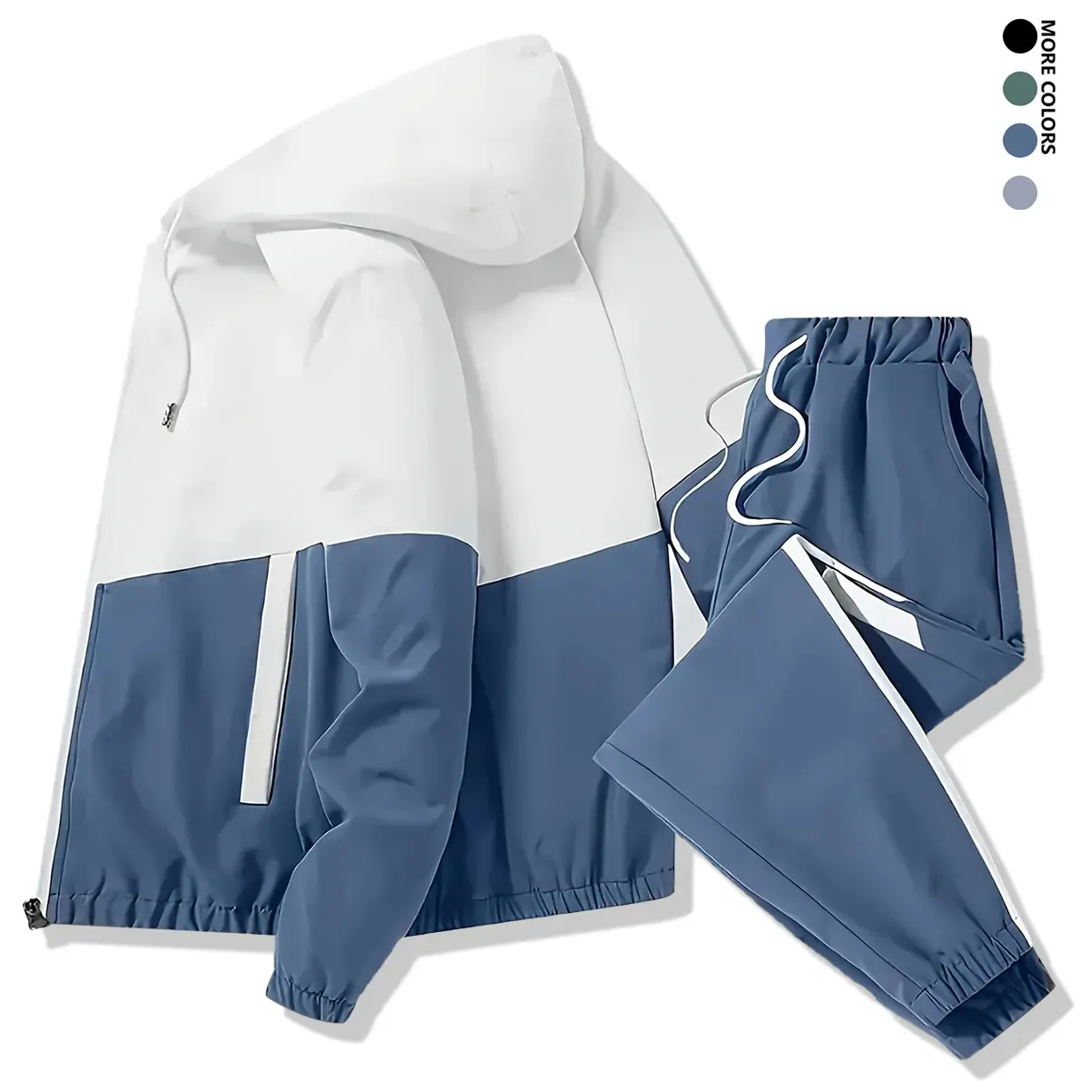 Unisex 2-Piece Tracksuit, Fitted Color-Block Athleisure Set with a Full-Zip Hoodie and Drawstring Joggers for Gym Workouts, Athleisure Wear