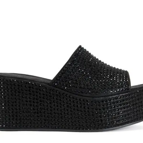 Azalea Wang Arachna Black Rhinestone Platform Shoes