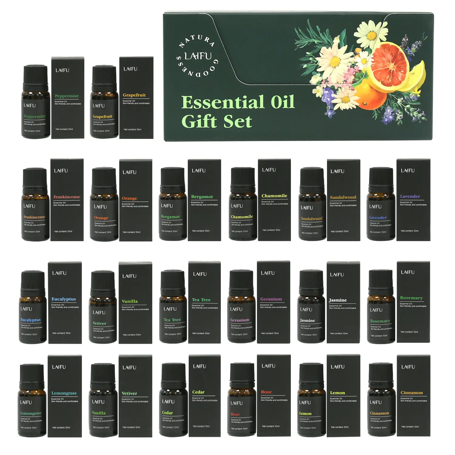 20x10ml Essential Oils Set for Diffuser Aromatherapy Candle Making Tropical Scents Plumeria Coconut Pina Colada Bali Strawberry Ocean Breeze Home Fragrance Relaxation valentine day Gift Idea Bath Bottle humidifier