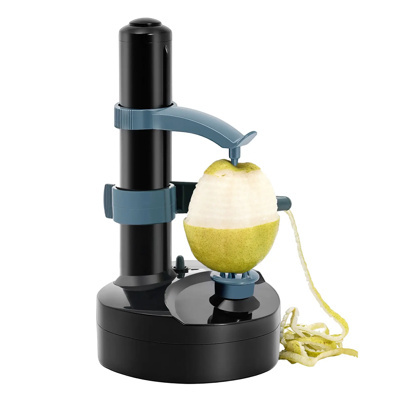 24W Modern Sturdy Automatic Electric Fruit & Vegetable Peeler (0.65kg) - Stainless Steel, ABS Hands-Free Tabletop Tool with Adjustable Holder, Fork, Blade, Battery/USB Dual Power for Home Kitchen, Holiday/Birthday Gift for Parents, Friends