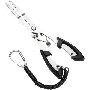 GJANSH 420 Stainless Steel Fishing Pliers, Multi-functional Fishing Tools Hook Remover Line Cutter Pliers, Lockable Handy Fishing Gear for Saltwater Freshwater, Gifts for Men fathersdaygift