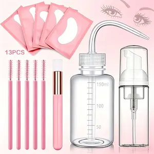 Lash Extension Cleaning and Post-Care Kit, Eyelash Cleansing Foam, Bottle, Brush, Eye Patches, for Lash Technicians and Beauty Enthusiasts