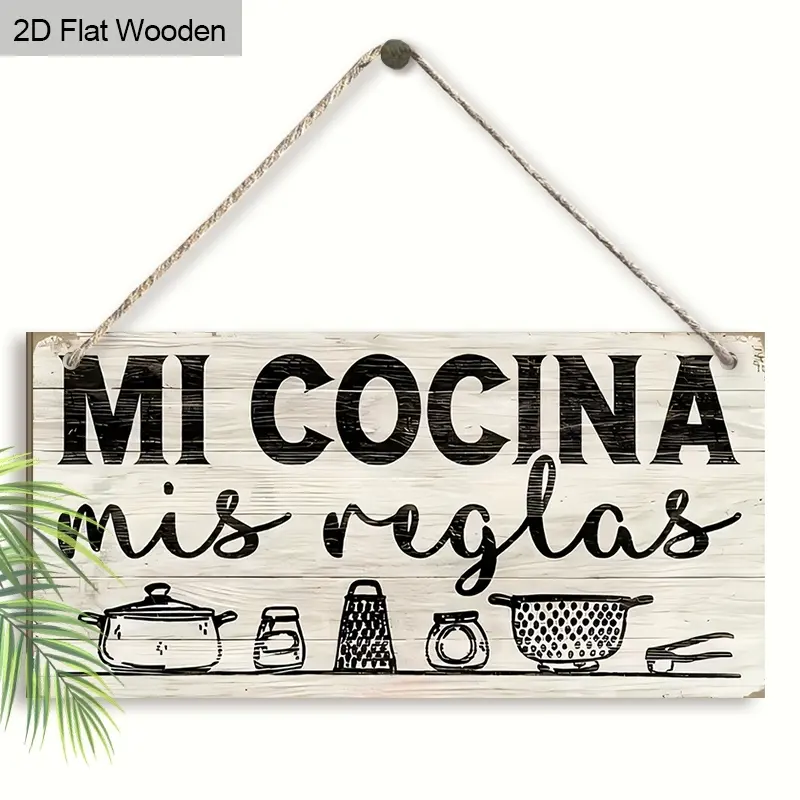 Mi Cocina Wooden Wall Sign, 20x10cm Kitchen Series Nameplate, Spanish Design, Rustic Farmhouse Design for Home Decoration, Rustic Room Decor, Home Decor Products, Kitchen Signs, Wooden Plaque