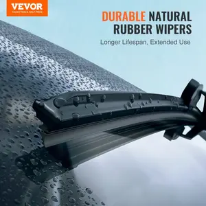 24-inch (61 cm) Universal Windshield Wiper Blades, Low-Noise Better-Fit Rubber Blades, 4 Universal Clips for Most Cars, Easy Installation